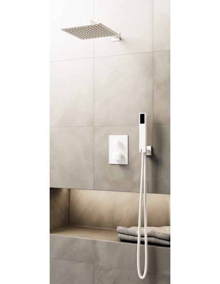 KIT DOUCHE THERMOSTATIQUE ORION BLANC + TETE MURALE