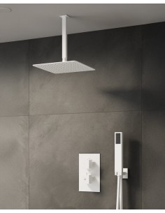 DOUCHE THERMOSTATIQUE ORION BLANC + TETE PLAFOND
