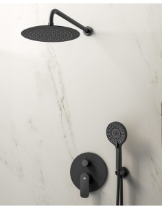 CASSIO DOUCHE ENCASTRÉ NOIR + TETE MURALE