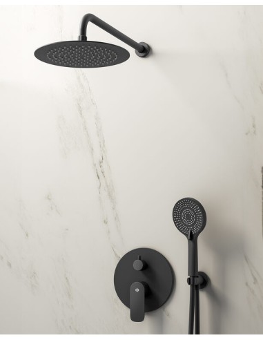 CASSIO DOUCHE ENCASTRÉ NOIR + TETE MURALE