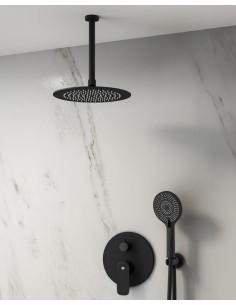 CASSIO MITIGEUR DOUCHE NOIR + TETE AU PLAFOND