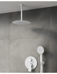 CASSIO MITIGEUR DOUCHE BLANC + TETE AU PLAFOND