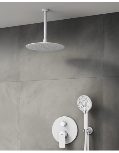 CASSIO MITIGEUR DOUCHE BLANC + TETE AU PLAFOND