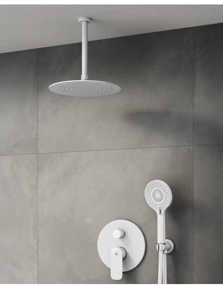 CASSIO MITIGEUR DOUCHE BLANC + TETE AU PLAFOND