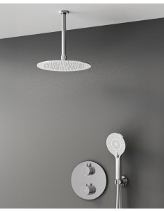 MITIGEUR DOUCHE THERMOSTATIQUE ROUND CHROME + TETE AU PLAFOND