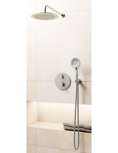 ROUND NICKEL THERMOSTATIQUE DOUCHE ENCASTRÉE + TETE MURALE