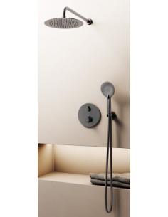 ROUND TITANE THERMOSTATIQUE DOUCHE ENCASTRÉE + TETE MURALE