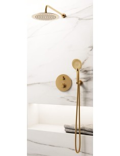 ROUND OR THERMOSTATIQUE DOUCHE ENCASTRÉE + TETE MURALE