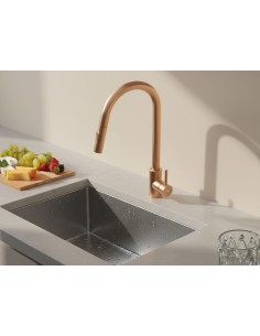 MITIGEUR CUISINE EXTRACTIBLE ROUND ACIER CUIVRE 2