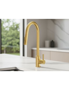 MITIGEUR CUISINE EXTRACTIBLE ROUND ACIER OR 2