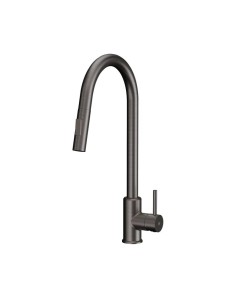 MITIGEUR CUISINE EXTRACTIBLE ROUND ACIER TITANE