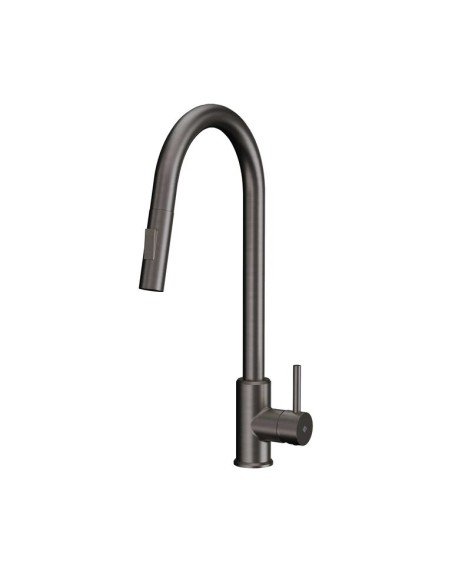MITIGEUR CUISINE EXTRACTIBLE ROUND ACIER TITANE