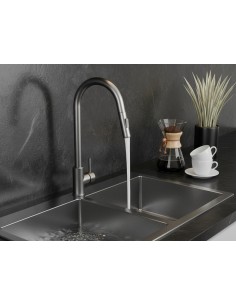 MITIGEUR CUISINE EXTRACTIBLE ROUND ACIER TITANE 2