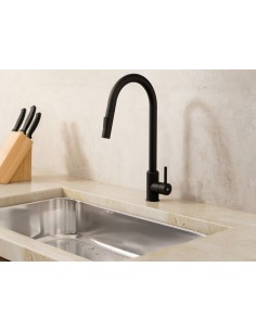 MITIGEUR CUISINE EXTRACTIBLE ROUND ACIER NOIR 2