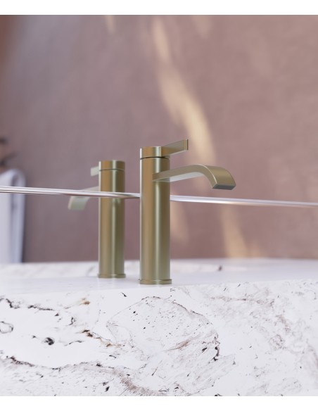 Mitigeur lavabo doré brossé KROOS Fiumina / Élégant et moderne
