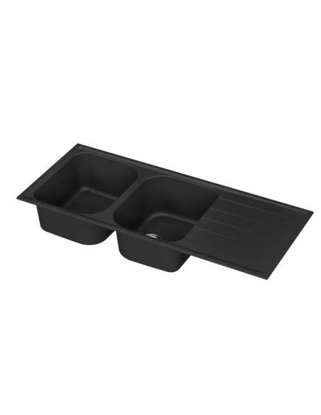 EVIER EN QUARTZ ET RESINE 2 CUVES NOIR