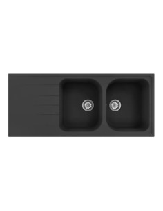 EVIER EN QUARTZ ET RESINE 2 CUVES NOIR 2