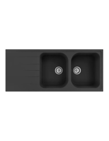 EVIER EN QUARTZ ET RESINE 2 CUVES NOIR
