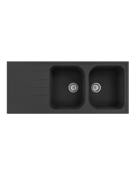 EVIER EN QUARTZ ET RESINE 2 CUVES NOIR