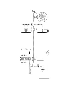 Kit thermostatique encastré 2 voies TRES B-System 2