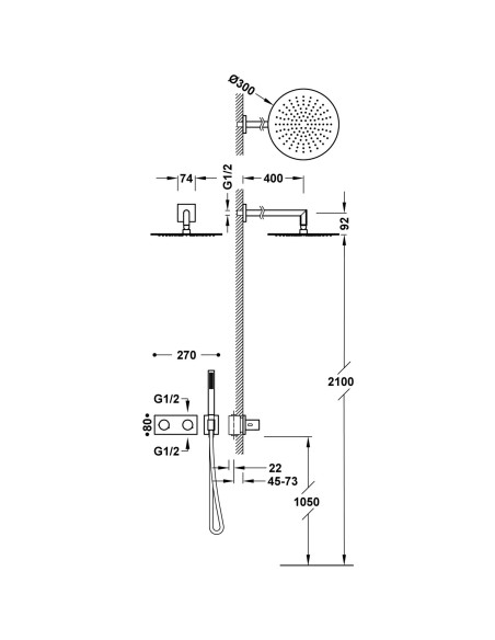 Kit thermostatique encastré 2 voies TRES B-System