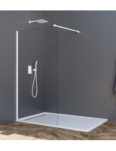 Paroi de douche fixe verre 8 mm avec bras | Sanitshop Plus