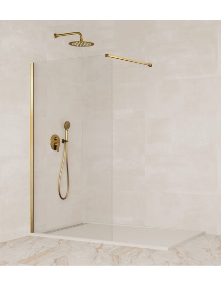Paroi de douche fixe verre 8 mm avec bras | Sanitshop Plus