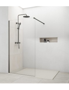 Paroi de douche fixe verre 8 mm avec bras | Sanitshop Plus