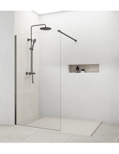 Paroi de douche fixe verre 8 mm avec bras | Sanitshop Plus