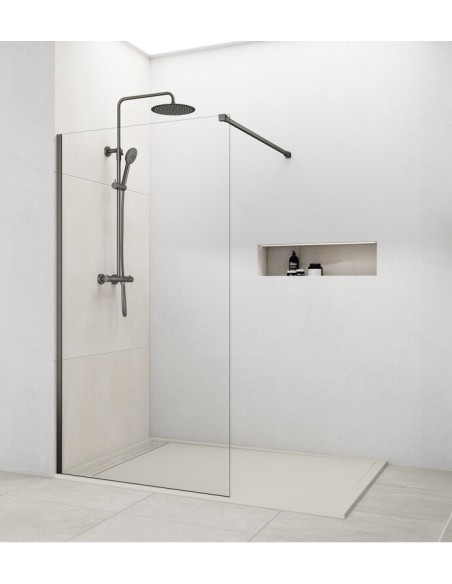 Paroi de douche fixe verre 8 mm avec bras | Sanitshop Plus
