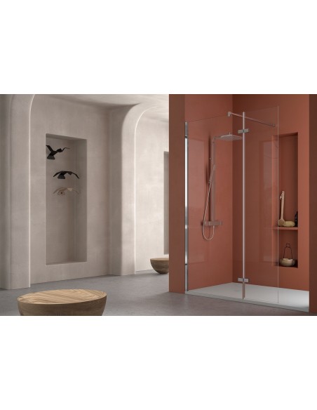 Paroi de douche fixe + volet pivotant Quadra FIX Combi chromé
