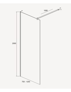 Paroi de douche fixe fumée 70 cm gun métal | Mira Kroos 2
