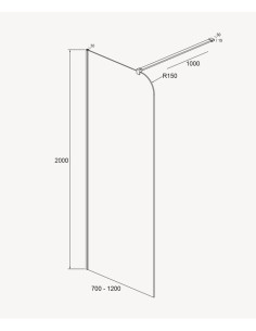 Paroi de douche fixe Beja 100 cm verre fumé noir 2