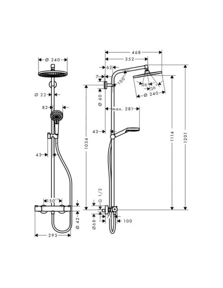 Colonne de douche 1jet avec mitigeur thermostatique Ecosmart showerpipe