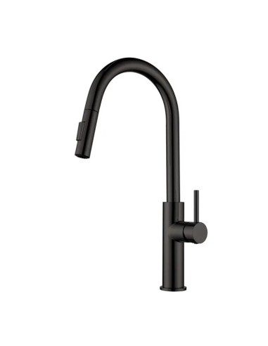 Mitigeur cuisine noir douchette extractible Inox | Sanitshop