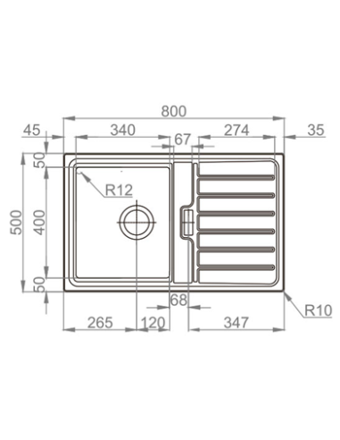 EVIER DE CUISINE  DIM 80*50 AVEC EGOUTTOIR FUSSION AQUORE