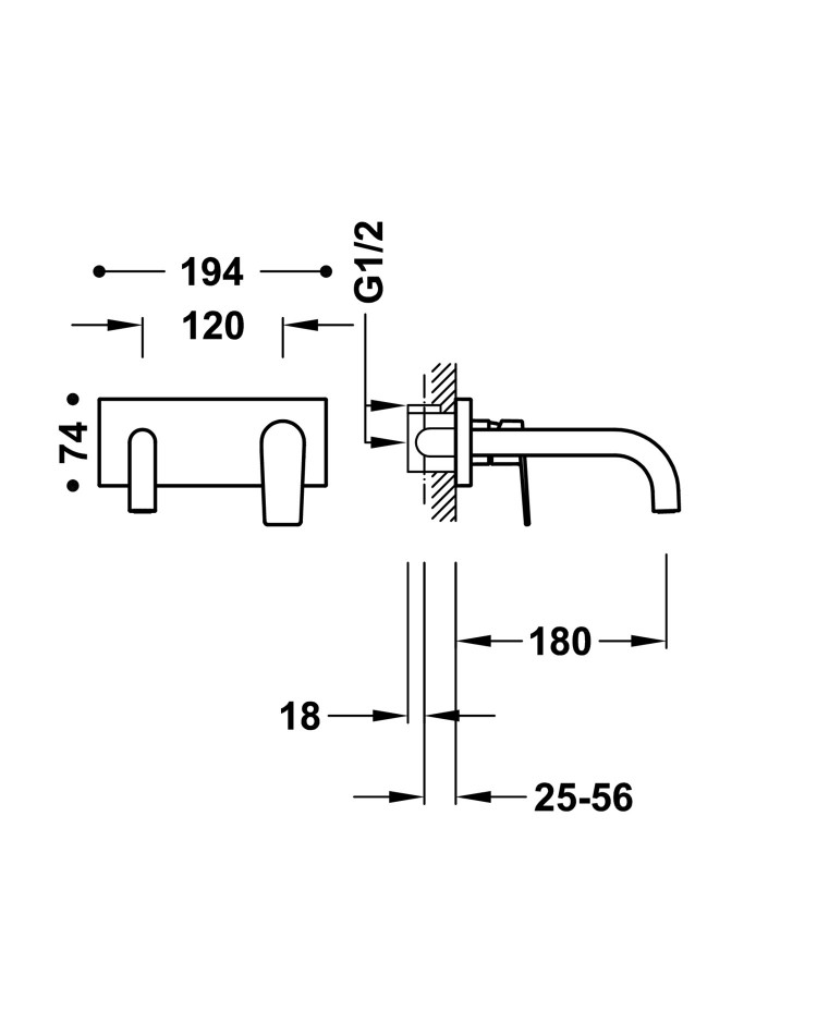 MITIGEUR ENCASTRÉ POUR LAVABO PROJECT-TRES GRIFERIA