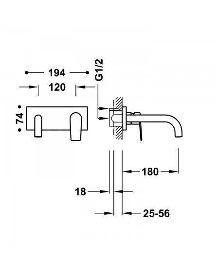 MITIGEUR ENCASTRÉ POUR LAVABO PROJECT-TRES GRIFERIA