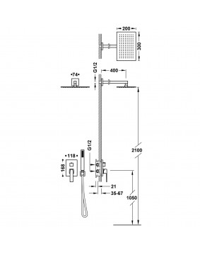 DOUCHE ENCASTRÉE SLIM TRES GRIFERIA