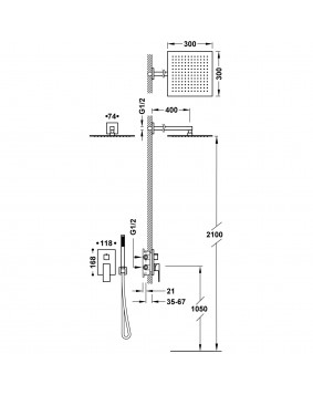 DOUCHE ENCASTRÉE CUADRO TRES GRIFERIA