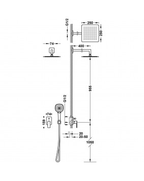 DOUCHE ENCASTRÉE LOFT TRES GRIFERIA