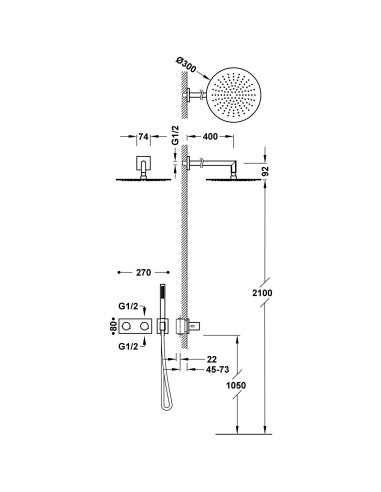DOUCHE ENCASTRÉE FUJI TRES GRIFERIA