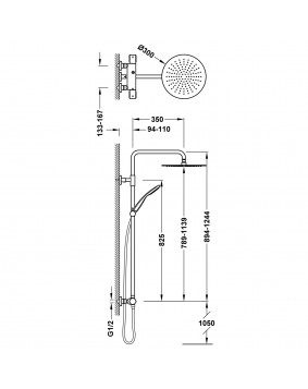 COLONNE DE DOUCHE OVER-WALL TRES GRIFERIA