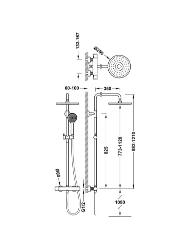 COLONNE DE DOUCHE  TÉLESCOPIQUE BASE PLUS TRES GRIFERIA