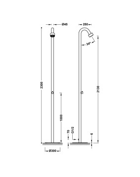 COLONNE DE DOUCHE 1 EAU EN ACIER INOXYDABLE 316 TRES GRIFERIA