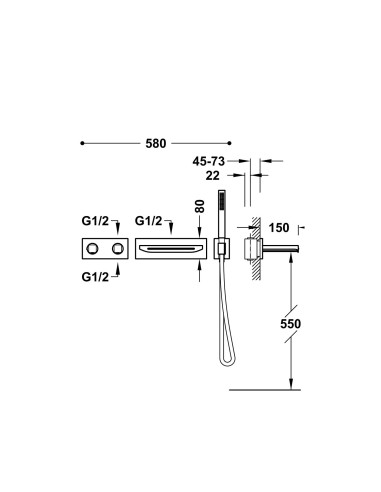 KIT ROBINET B-SYSTEM THERMOSTATIQUE  ENCASTRÉ À 2 VOIES POUR BAIGNOIRE ET DOUCHE TRES GRIFERIA