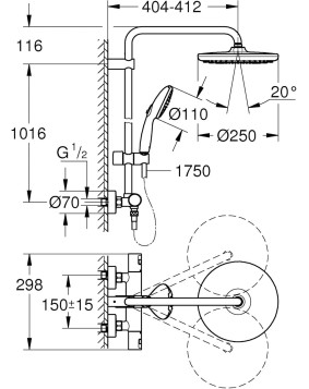 COLONNE DE DOUCHE VITALIO START SYSTEM 250 GROHE