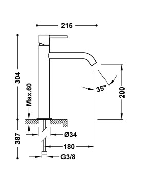 MITIGEUR LAVABO HAUT STUDY TRES GRIFERIA