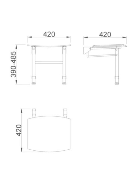 SIÈGE DE DOUCHE MURAL PLIABLE EN POLYPROPYLÈNE AVCE FINITION NOIR NOFER
