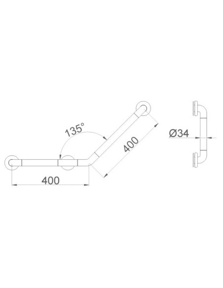 BARRE D'ANGLE AVEC 3 POINTS D'ANCRAGE EN ALUMINIUM REVÊTU POLYMÈRE AVCE FINITION BLANCHE NOFER